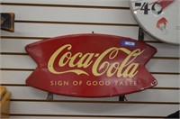 1990's Metal Fish Tail Coca Cola Sign
