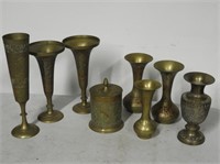 Brass Containers, Bud Vases, etc