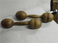 Antique Wood Exercise Weights, 10" L
