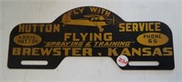 Metal "Fly with Hutton Service" sign. Measures