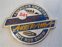 Metal "Detroit Autorama Hot Rod Show" sign.