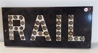 Vintage metal Rail sign with glass reflective