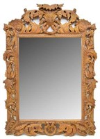 LARGE HEAVILY CARVED BEECH WOOD WALL MIRROR 83"H