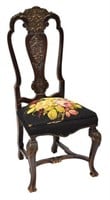 HIGHBACK SIDE CHAIR WITH 1926 NEEDLEPOINT FABRIC