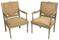 (2) FRENCH LOUIS XVI PAINTIED ARM CHAIRS