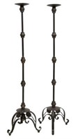 (PAIR) TALL IRON TORCHIERES, 70"H