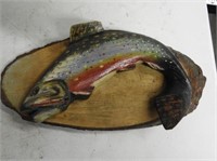 Folk Art Painted & Carved Rainbow Trout, 10" L