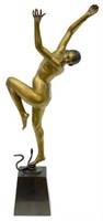 AFTER HENRY CALOT ART DECO GILT BRONZE NUDE