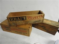 3 Wood Cheese Boxes, 9.5" L
