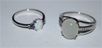 Size 9 Sterling Silver Ring w/ Moonstone, and