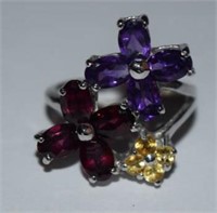 Size 7 Sterling Silver Ring w/ Amethyst,