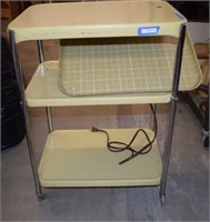 Vtg Metal Serving Cart w/ Electrical Plug, and