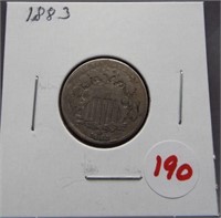 1883 Shield nickel.