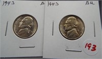 (2) BU 1943 silver war nickels.
