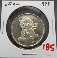1/2 ounce .999 silver round "Garfield the Cat".