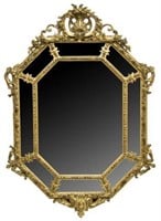 FRENCH FRONTON PEDIMENT GILTWOOD CARVED MIRROR