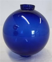 Cobalt blue glass lightning rod globe.