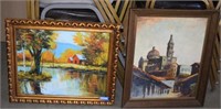 Vtg Countryside Oil Painting and Framed