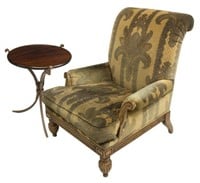 (2) CONTEMPORARY UPHOLSTERED ARMCHAIR & SIDE TABLE