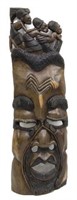 CARVED WOOD HAITIAN TRIBAL MASK WITH FIGURES
