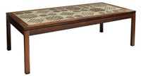 MID-CENTURY MODERN ROSEWOOD & TILE COFFEE TABLE