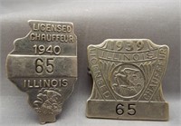 1939 & 1940 Illinois Chauffer badges.