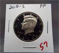 2010-S Proof Kennedy half dollar.