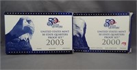 2000 & 2003 US Mint State quarters proof set.