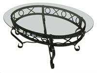 ITALIAN BEVELED GLASS & IRON LOW ACCENT TABLE