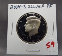 2004-S Silver Proof Kennedy half dollar.