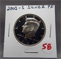 2003-S Silver Proof Kennedy half dollar.