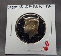 2005-S Silver Proof Kennedy half dollar.