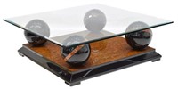 CONTEMPORARY GLASS-TOP COFFEE TABLE