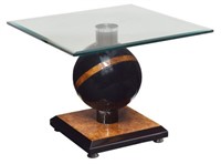 CONTEMPORARY GLASS-TOP SIDE TABLE