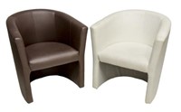 (2) MODERN GRAINED LEATHER CLUB ARMCHAIRS