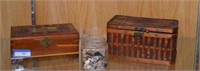 Vtg Wood Trinket Boxes w/ Assortment of Rocks,