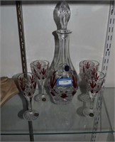 Crystal Decanter & Four