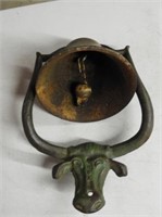 Antique Cast Iron Bell with Striker, 12" T