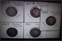(5) Barber Quarters - 1892, 1901, 05, 15s, 16d