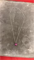Beautiful pink pendant with sterling chain