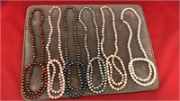 6 colored pearl necklaces and bracelets