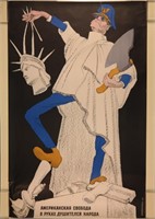American Freedom In The Hands... (Soviet poster).