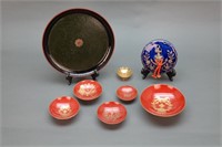 23 sake cups, bowls, plates, etc. Japanese.