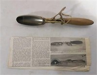 Rare Brass oval bowl vintage ice cream scoop