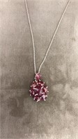 Rose stone sterling charm with chain