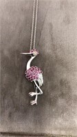 Sterling silver flamingo charm and necklace