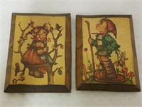 Pair of Hummel Decoupage on Wood Plaques