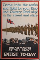 'Enlist To-Day" WWI Recruitment Poster
