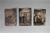 3 tintypes US troops with Red Cross armbands.