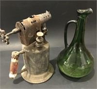 Old Gas Torch and Green Bottle